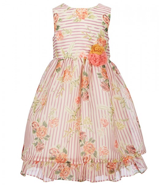 Laura Ashley Multi Floral Stripe Fit & Flare Dress 